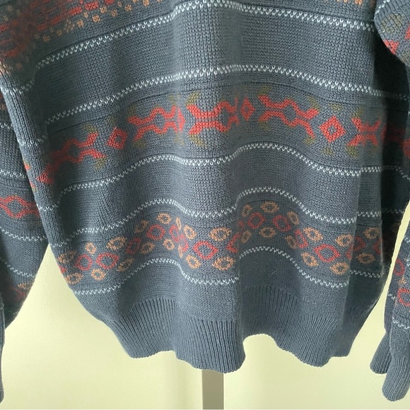 Vintage Northwest Territory Grandpa Knit Sweater With Collar Fair Isle Large - Picture 4 of 8